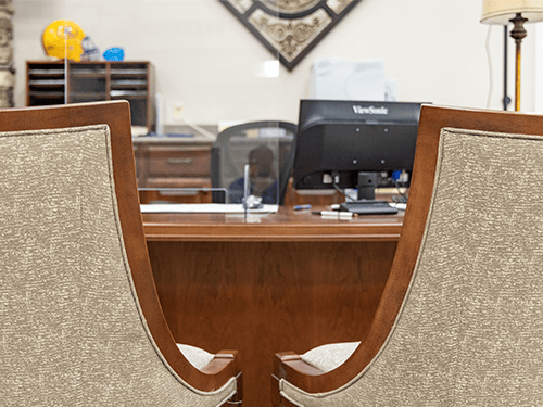 A common view of an employee desk inside of Decatur County Bank