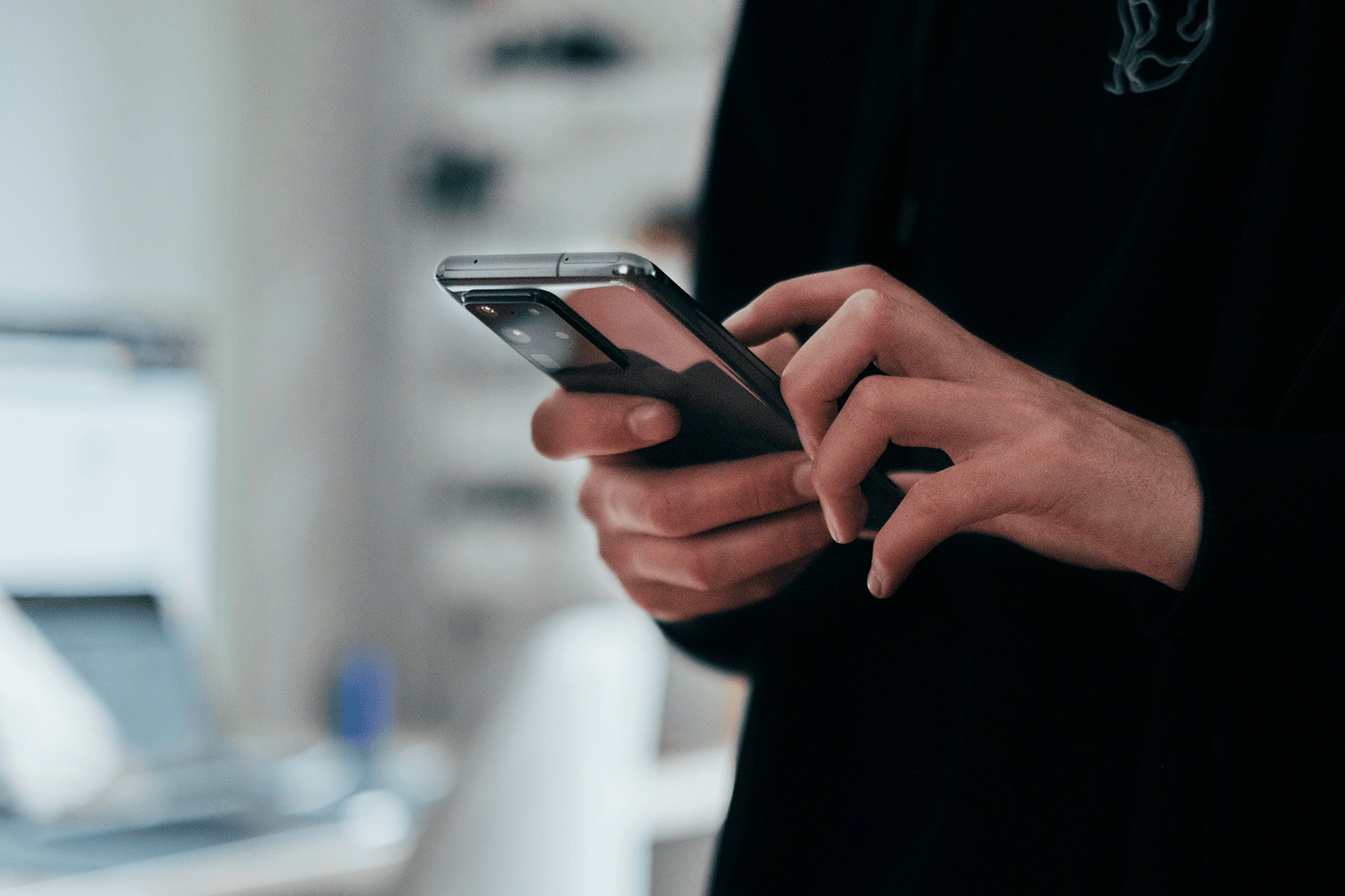 A person using their phone