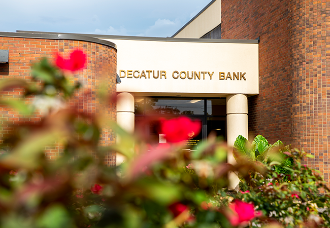 Front view of Decatur County Bank building